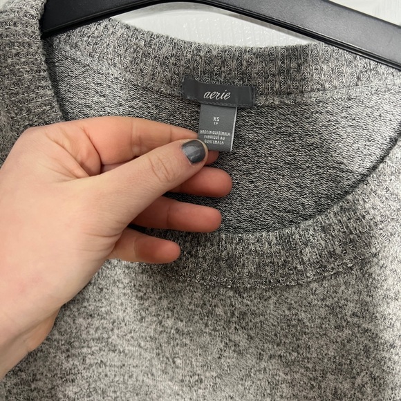 Aerie light gray super soft oversized cozy tunic light sweater - Picture 2 of 3